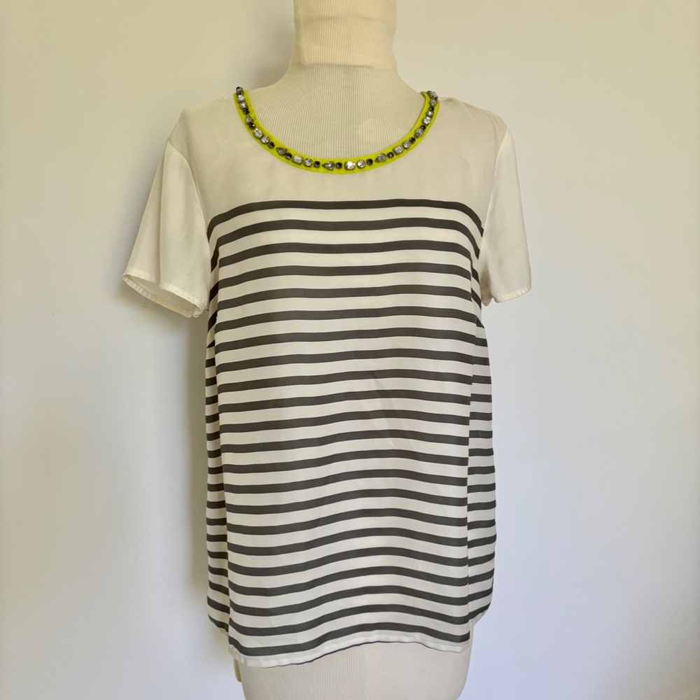 Neiman Marcus embellished striped top